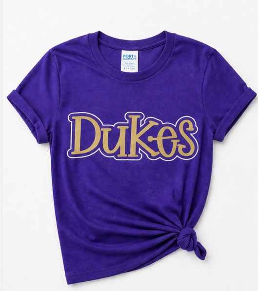 Dukes Retro Script Tee – Purple