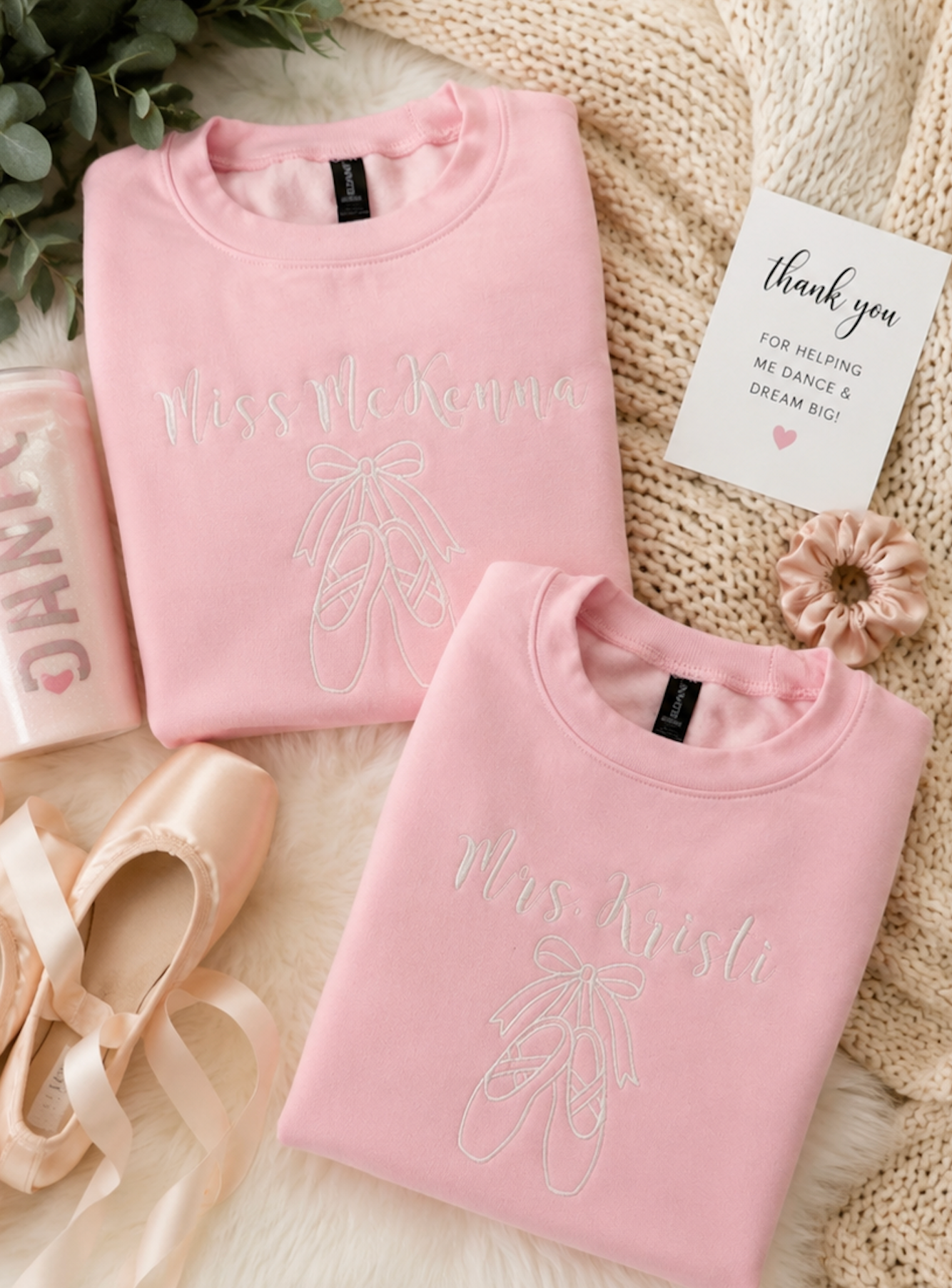 Personalized Dance Teacher Embroidered Sweatshirt | Custom Ballet Shoe Crewneck | Dance Instructor Gift | Ballet Coach Sweatshirt | Teacher Appreciation