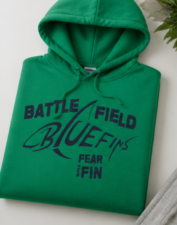 Battlefield Bluefins Swim Team Hoodie | Navy & Green