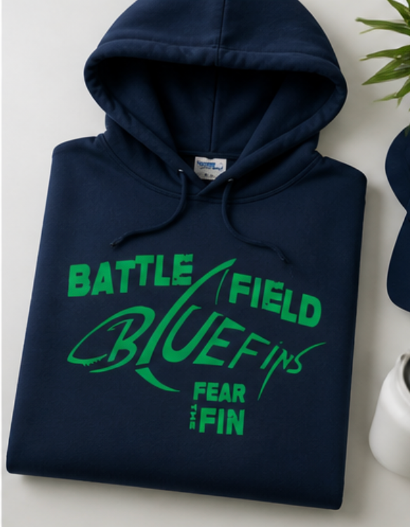 Battlefield Bluefins Swim Team Hoodie | Navy & Green