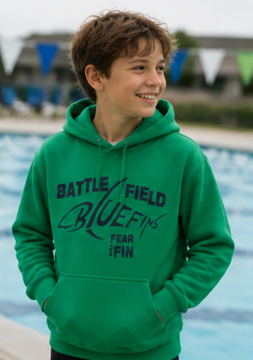 Battlefield Bluefins Swim Team Hoodie | Navy & Green
