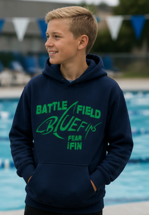 Battlefield Bluefins Swim Team Hoodie | Navy & Green