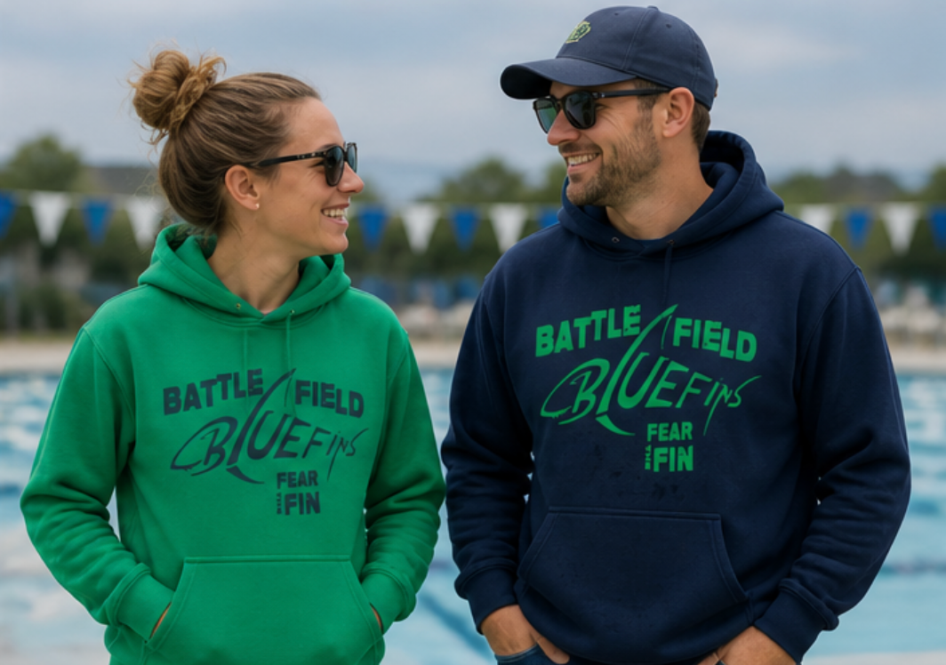Battlefield Bluefins Swim Team Hoodie | Navy & Green