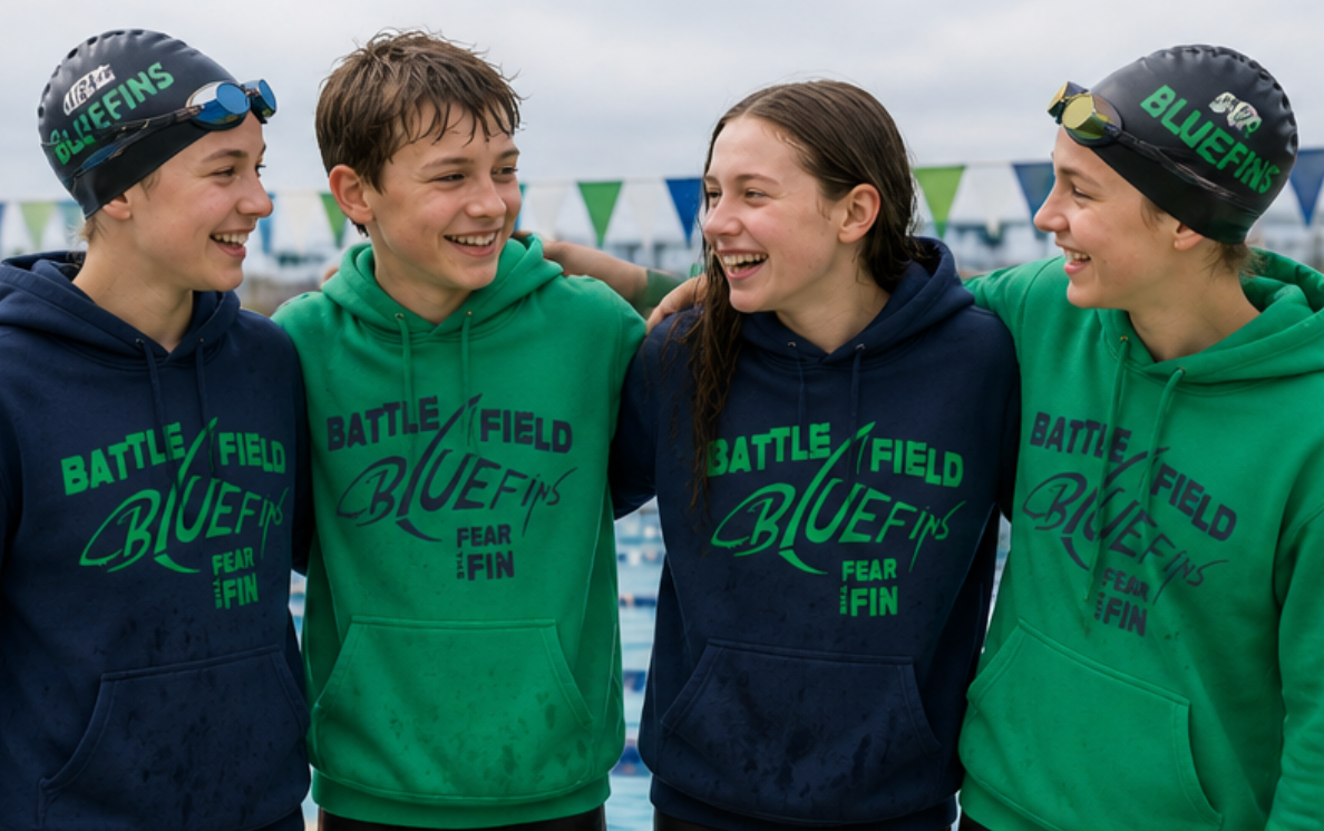 Battlefield Bluefins Swim Team Hoodie | Navy & Green